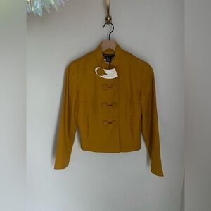Vintage Etcetera Mustard Yellow Linen Double Button Blazer Size 2